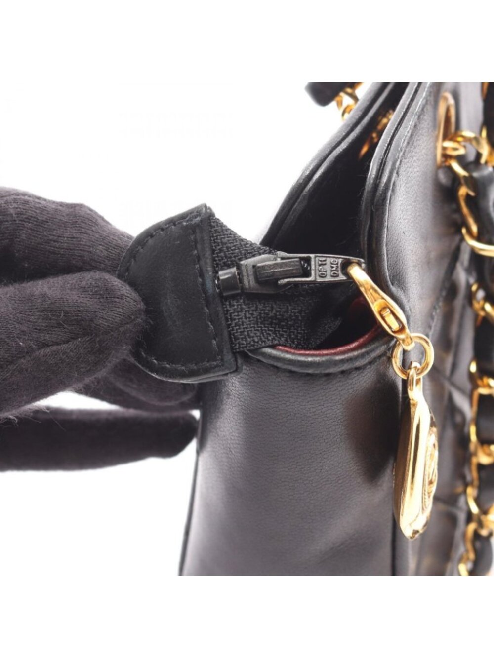 Chanel Handbag Quilted Black Lambskin Chain Bag - Picture 13 of 14